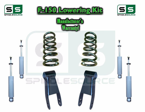 1997 - 2003 Ford F-150 F150 V6 2WD 2" Drop Lowering Kit Coils Shackles + SHOCKS