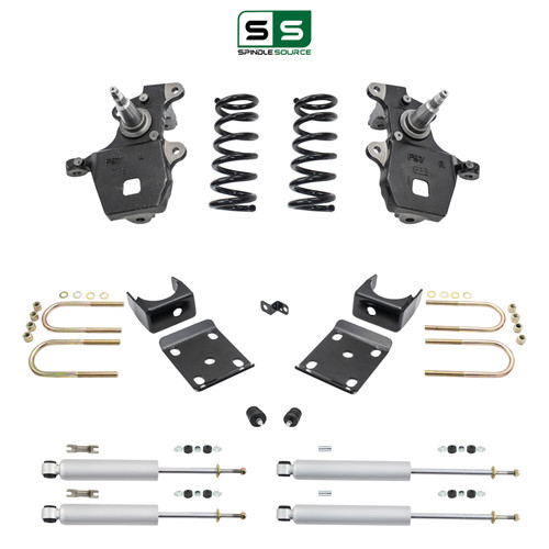 4/6 Spindles + coils Lowering Kit with Front and Rear Shocks for 1997-2003 Ford F-150 2WD V6