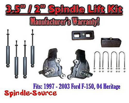 1997 - 2003 Ford F-150 F150 2WD 3.5" / 2" Spindles blocks LIFT KIT + SHOCKS