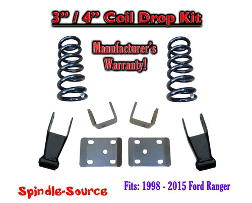 1998 - 2015 Ford Ranger 4 Cylinder Reg Cab 2WD 3" / 4" Drop Lowering Kit Coils