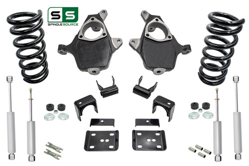 3"/5" Lower Drop +SHOCKS +C-NOTCH FOR 99 - 00 Chevrolet Silverado GMC Sierra V6