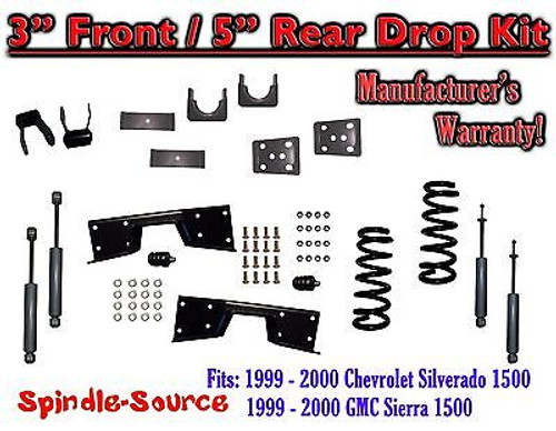 1999 - 00 Chevrolet Silverado GMC Sierra V8 3" / 5" Lower Drop + SHOCKS +C-NOTCH