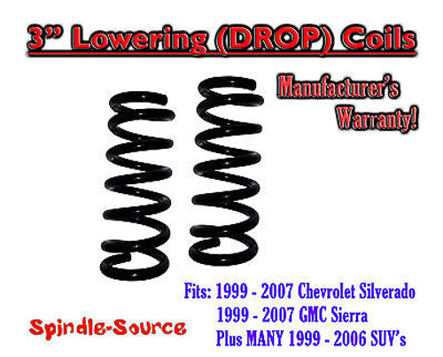 1999 - 2006 Silverado Sierra 1500 V8 3" Lowering Drop Coils Springs Kit