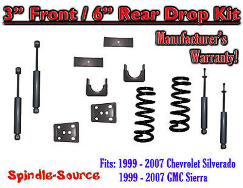 1999 - 2007 Chevrolet Silverado / GMC Sierra 1500 V6 3" / 6" Lower Drop + SHOCKS