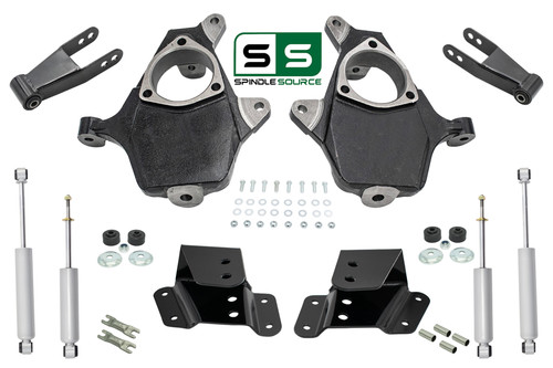 2"/4" Spindles Lower Drop + SHOCKS FOR 99 - 06 Chevy Silverado GMC Sierra 1500