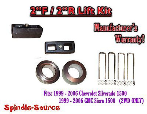 1999 - 2007 Chevy Silverado GMC Sierra 1500 2WD LEVELING KIT 2" / 2" Coil Spacer