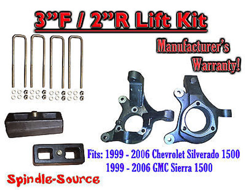 1999 - 2007 Silverado Sierra 1500 3" LIFT Spindles AND 2" Rear Blocks 3"/2" KIT