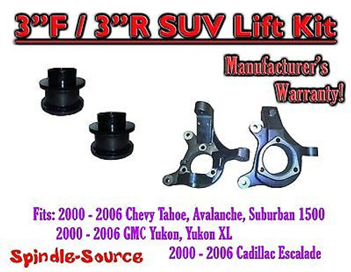 2000 - 2006 Chevrolet GMC 1500 3" / 3" Lift Kit Spindles Spacer SUV 00-06 Chevy