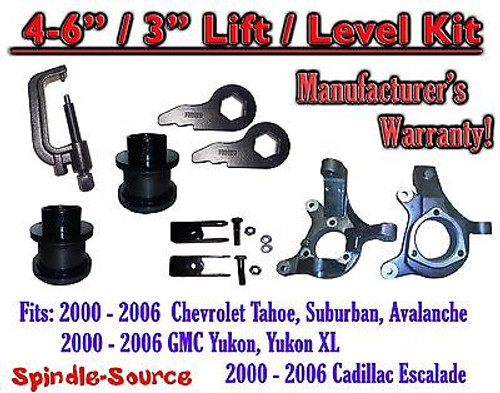 2000- 2006 Chevrolet GMC 1500 4"-6" / 3" Lift Kit Spindles Spacer TOOL Keys EXT