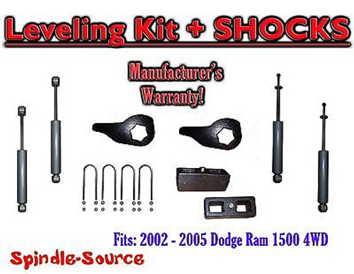 2002 - 05 Dodge RAM 1500 4x4 4WD 1-3" / 2" Torsion Leveling KIT Keys + Shocks