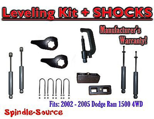 2002 - 05 Dodge RAM 1500 4x4 4WD 1-3" / 3" Torsion Leveling KIT + Shocks + TOOL