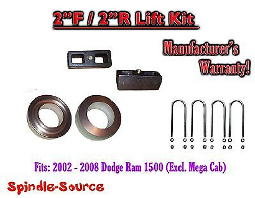 2002 - 2008 Dodge Ram 1500 2WD 2F / 2R inch Coil Spacer Block Lift Level Kit 2"