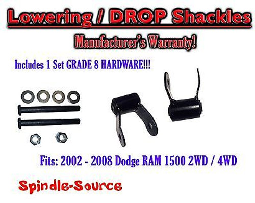 2002 - 2008 Dodge Ram 1500 2" Drop Lowering Shackles 2WD 4x4 + Grade 8 hardware