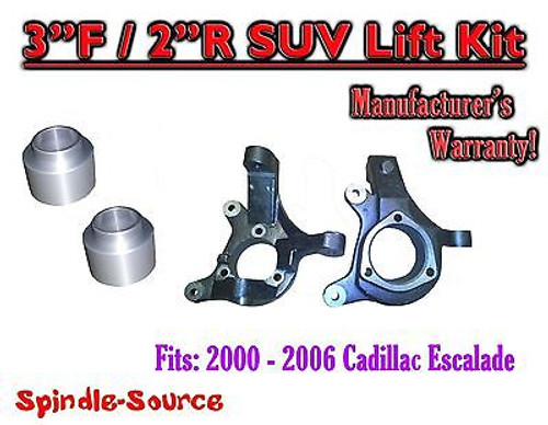 2002 - 2006 Cadillac Escalade SUV 2WD 3" / 2" Lift Kit Spindles + Coil Spacer
