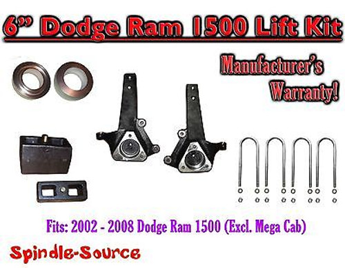 2002 - 2008 Dodge Ram 1500 2WD 6" Front 4" Rear Spindle Coil Block Lift Kit