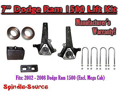 2002 - 2008 Dodge Ram 1500 2WD 7" Front 4" Rear Spindle Coil Block Lift Kit