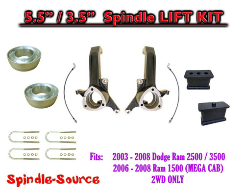 2003 - 2008 Dodge Ram 2500 3500 (1500 MEGA CAB) 2WD 5.5" / 3.5" LIFT KIT UBH