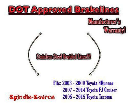 2005 - 2015 Toyota Tacoma FJ Cruiser 4Runner Extended Braided STEEL Brake Lines