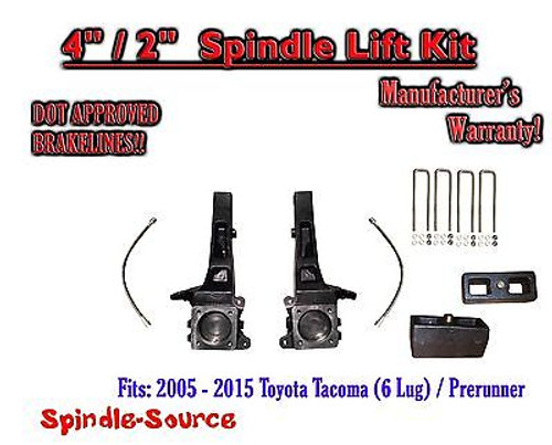 2005 - 2016 Toyota Tacoma 6 Lug / Prerunner 4" / 2" Lift Kit + DOT Brakelines