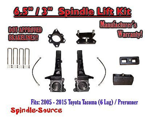 2005 - 2016 Toyota Tacoma 6 Lug / Prerunner 6.5" / 3" Lift Kit Spindles, Brakes