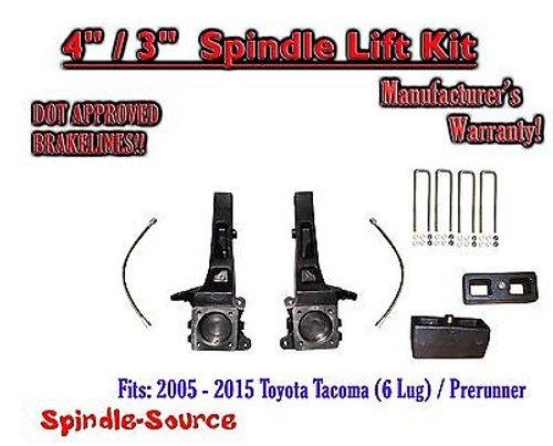 2005 - 2016 Toyota Tacoma 6 Lug / Prerunner 4" / 3" Lift Kit + DOT Brakelines