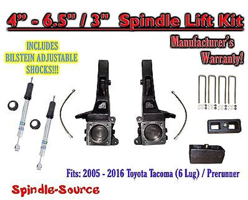 2005 - 2016 Toyota Tacoma Prerunner 4 - 6.5" / 3" LIFT Kit, Bilstein 5100 Shocks