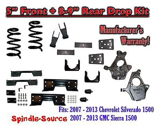 2007 - 13 Chevy Silverado / GMC Sierra 1500 5" / 8 - 9" Drop Lower Kit + C-NOTCH