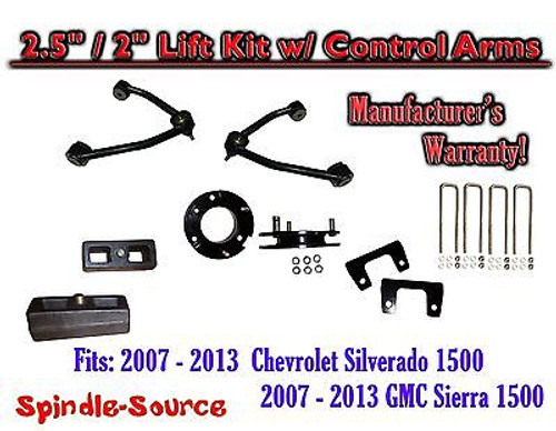 2007 - 13 Chevy Silverado GMC Sierra 1500 2.5" inch / 2" CONTROL ARM LIFT KIT