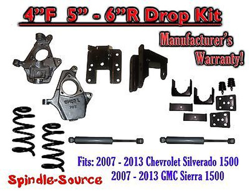 2007 - 13 Chevy Silverado GMC Sierra 1500 V6 4/5" or 4/6 DROP KIT Coil + SHOCKS