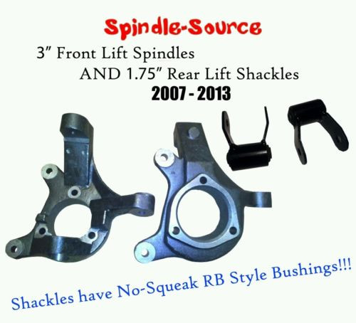 2007 - 16 Silverado Sierra 1500 2WD 3" Lift Spindles + 1.75" REAR Lift Shackles