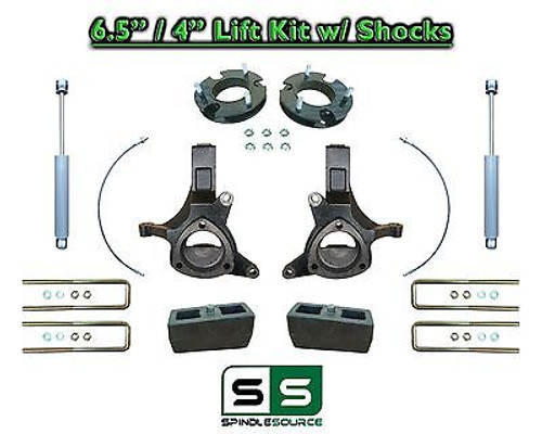 2007 - 17 Chevy Silverado GMC Sierra 1500 6.5" / 4" Spindle LIFT KIT 2WD SHOCKS