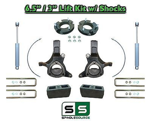 2007 - 17 Chevy Silverado GMC Sierra 1500 6.5" / 3" Spindle LIFT KIT 2WD SHOCKS