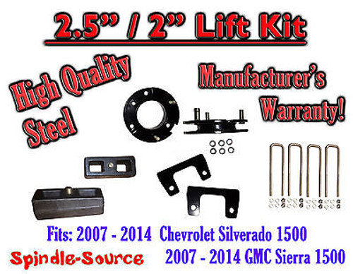 2007 - 2014 Silverado GMC Sierra 1500 2.5" Front 2" Rear FULL Lift Kit 2.5"/2"