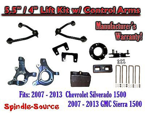 2007 -13 Chevy Silverado GMC Sierra 1500 5.5" / 4" Spindle Lift KIT Control Arms