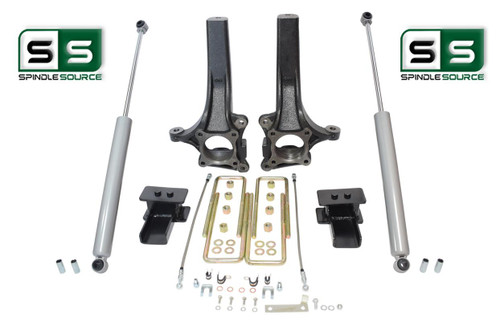 2009 - 2014 Ford F-150 4" / 3" Lift Spindle Knuckle Blocks U-bolt Kit + SHOCKS