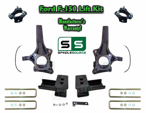 2009 - 2014 Ford F-150 6" / 2" Lift Spindle Knuckle Blocks U-bolt Brakeline Kit