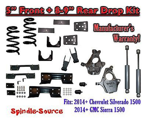 2014-16 Chevy Silverado / GMC Sierra 1500 5" / 8 - 9" Drop Kit SHOCKS C-NOTCH