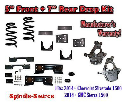 2014-16 Chevy Silverado / GMC Sierra 1500 5" / 7" Drop Lower Kit + C-NOTCH