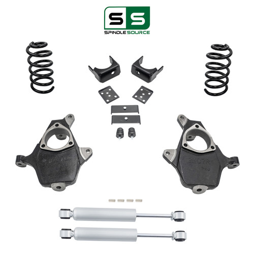 4/7 Spindle Coil Drop Kit Shocks 14-16 Cast Silverado Sierra V8