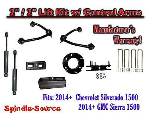 2014+ Chevy Silverado GMC Sierra 1500 2" inch / 2" CONTROL ARM LIFT KIT + SHOCKS