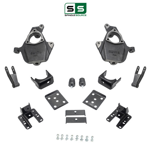 2/3-4 Spindle Lowering Kit 2014-2018 Silverado Sierra 1500 2WD/4WD Stamped Alum
