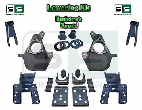 16-18 Silverado Sierra 4" / 4" Drop Lowering Spindle KIT STAMPED / ALUM ARMS 4/4
