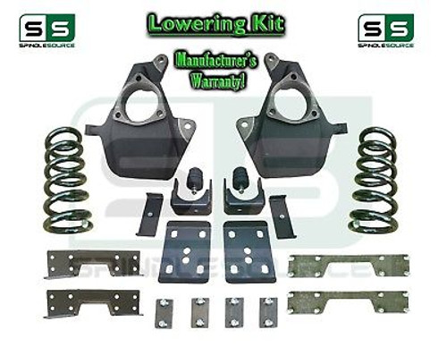 16-18 Silverado Sierra 4/7 Lowering DROP KIT STAMPED / ALUM ARMS V6 Coils, NOTCH