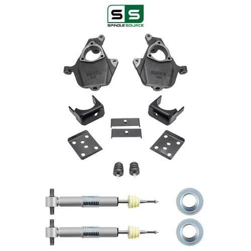 2.5-4/7 Spindle/Strut Lowering Kit 14-18 Chevy Silverado GMC Sierra 1500 2WD/4WD