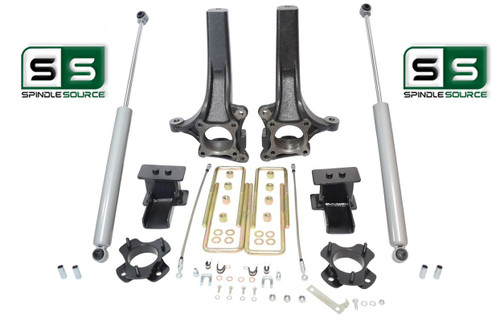 7"/5" Lift Spindle Blocks U-bolt Shocks Lift Kit  2015-2018 Ford F-150 2WD