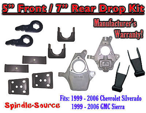 5" - 7" Drop Kit 1999 - 2007 Chevy Chevrolet Silverado GMC Sierra 1500 5F/7R