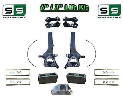 6" / 3" Spindle Block LIFT KIT for 2004 - 2015 Nissan Titan 2WD w/CB Spacer