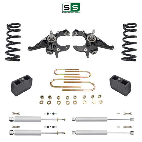 3/4 Spindles + coils Lowering Kit with Front and Rear Shocks for 1982–2003 Chevy S10 GMC S15 Sonoma