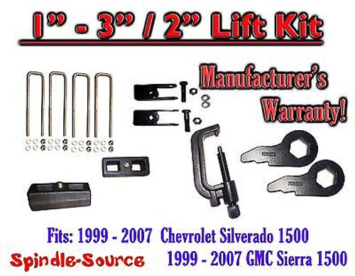 99 - 06 CHEVY GMC 1500 Silverado Sierra 1 - 3" Keys + TOOL + Ext + 2" Rear Block