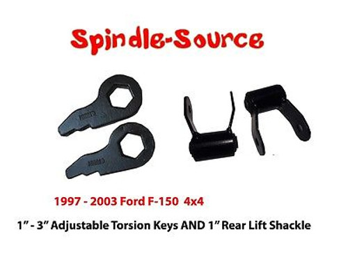 97 - 03 Ford F-150 FRONT Torsion Keys Lifting Leveling + 1" REAR Lift Shackles